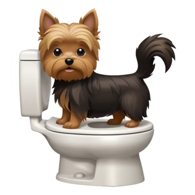 Yorkshire terrier na privada sentado fazer poop sticker