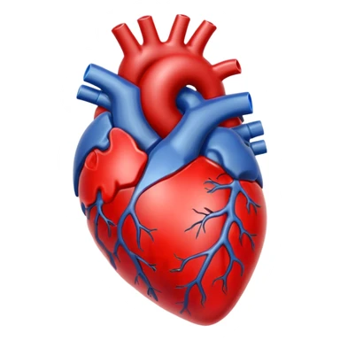 A red 3D glass human heart with a white background. The glass color should also be red and look like a real heart. sticker