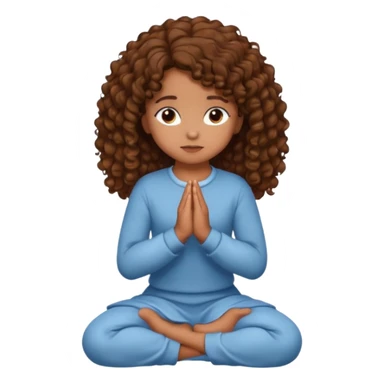 girl praying on knees curls brown sticker