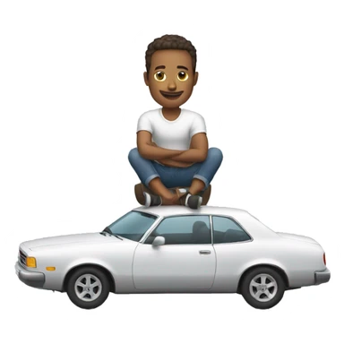 man sitting on top of car sticker