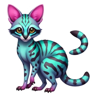  Exotic randomly colored colorful cute neon-colored Fakémon-Fionbri-Vernid-Genet-creature with markings (full body) sticker