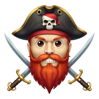 Pirate skull red beard 2 crossed swords sticker