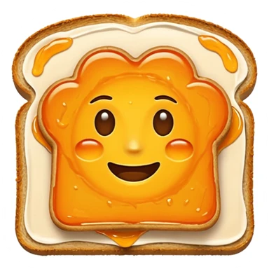 orange marmalade spread on toast, cute emoji style sticker