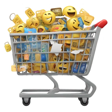 A shopping cart filled with sale tags and cashback symbols. sticker