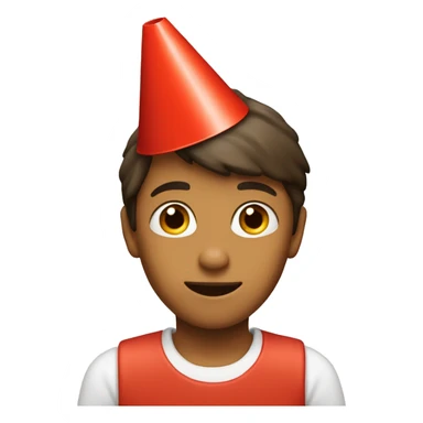 Boy with a red cone on his head sticker