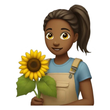 Girl holding sunflower  sticker