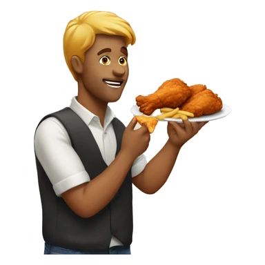 person eating fried chicken sticker