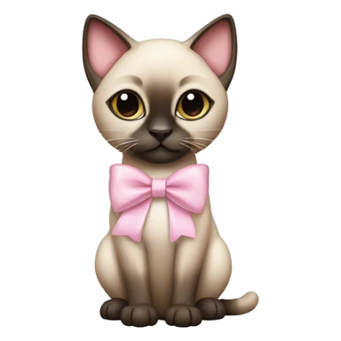cute siamese cat with a light pink bow standing sticker