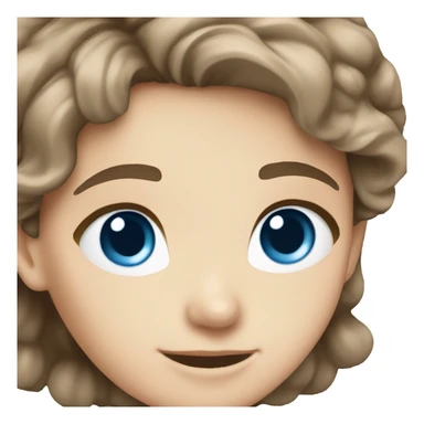 White girl short brown hair blue eyes smiling sticker