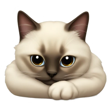 fluffy siamese cat curled up sleeping sticker