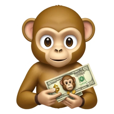 Monkey holding cash, gbp currency. sticker