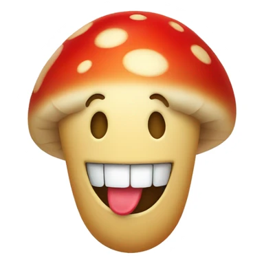 smiley face laughing with a red mushroom in place of hair sticker