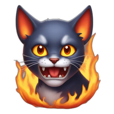 demon cat with fire from mouth sticker