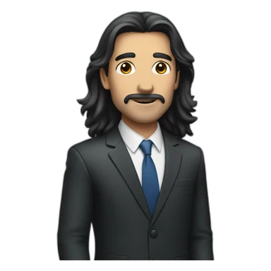 a man with long dark hair in a suit sticker