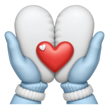 hands in mittens show a heart sticker