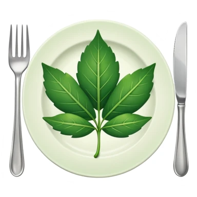 plate with a green leaf and fork sticker