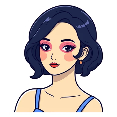 Sexy Black haired woman with fancy makeup sticker
