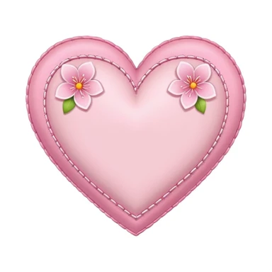 heart with sakura and stitched border sticker