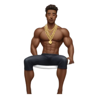 Posh-muscle-boy-pearl-necklace-in-golden-bathtub sticker