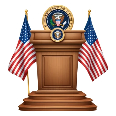 presidential podium with American flag sticker