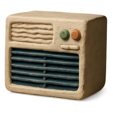 window air conditioning unit with buttons and vents in claymation style with matte finish and soft lighting sticker