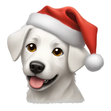 white dog with a santa hat on sticker