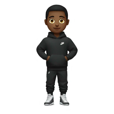 garçon noir avec un pull nike sticker