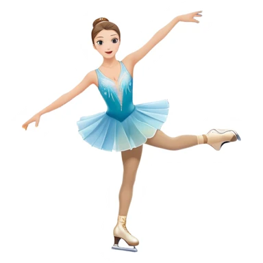 An colorful icon featuring a graceful figure skater performing a spin on the ice. The background includes a grand ice rink palace with shining spotlights and cheering spectators in the stands. Transparent background highlights the elegance and artistry of figure skating sticker