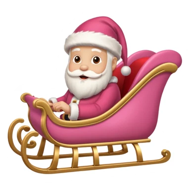 Pink sleigh with a pink santa inside, text on top of it that says "sleigh"  sticker