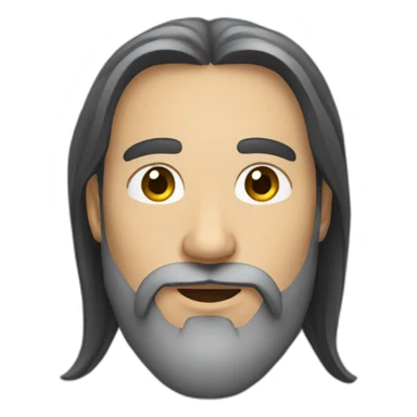 face with black long hair and a beard sticker