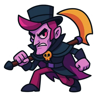 Mortis from Brawl Stars in a dynamic pose, vibrant cartoon style sticker