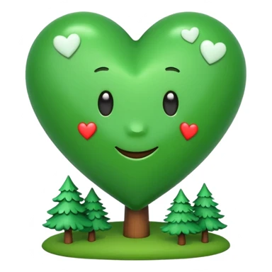 a big green heart emoji inscribed on it "I love you Candy"  with small pine trees behind it sticker