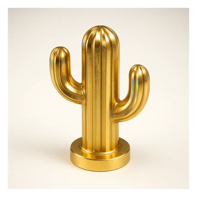 double cactus, each arm shimmering with gold and rainbow shine, radiant and luxurious sticker