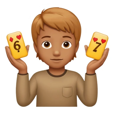 kid with tan hair and holding a six in his hand and a seven and the other hand sticker