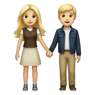 Blonde girl and brunette boy holding hands sticker