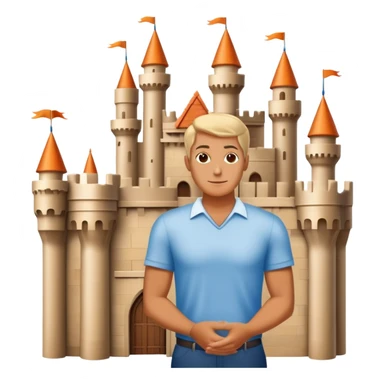 Visionary entrepreneur imagining completed castle instead of building blocks sticker