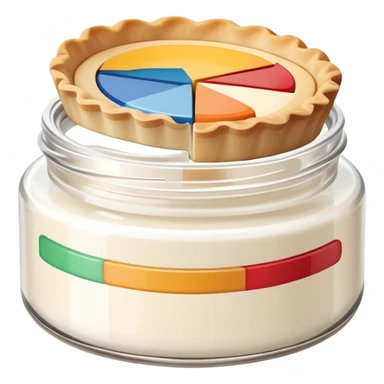 face cream jar with a pie chart on the lid indicating usage sticker