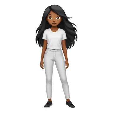 black girl with long hair with a white shirt and black pants  sticker