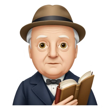 Sir John Betjeman holding a book sticker