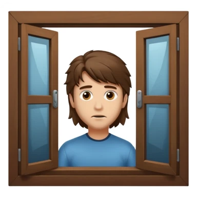 Guy with mullet brown hair creepy peeking through closed window sticker