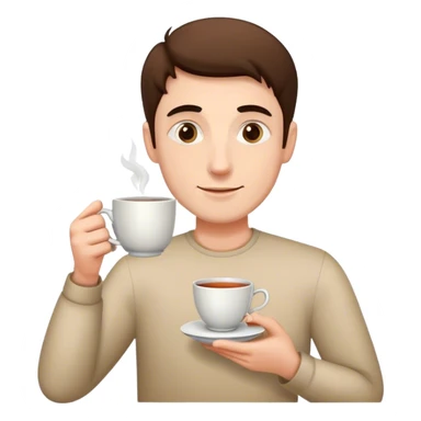 man holding cup of tea sticker
