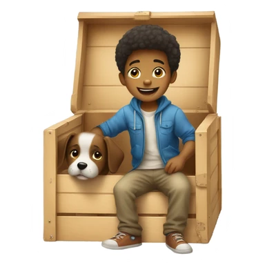Boy in a dog box sticker