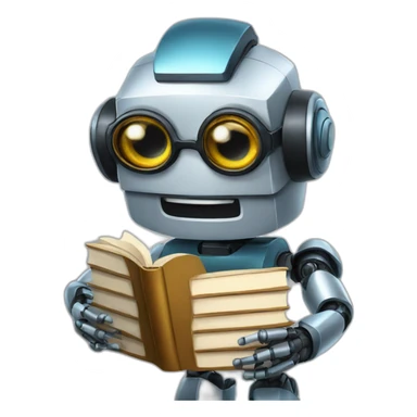 robot with glasses holding a book sticker