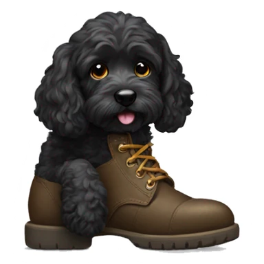 Black Cockapoo with Old Boot sticker
