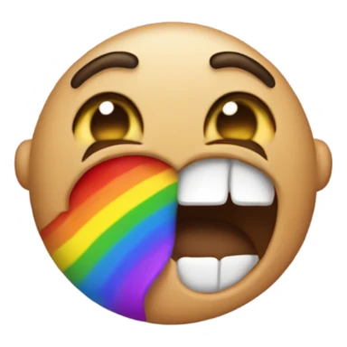 The standard womitting emoji but instead of womit its rainbow coming out the mouth sticker