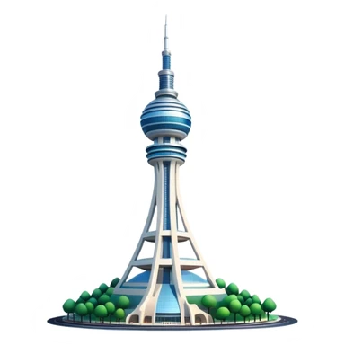 Cinematic Realistic N Seoul Tower Landmark Emoji, showcasing a futuristic tower with panoramic views rendered with sleek textures and vibrant, modern lighting. sticker