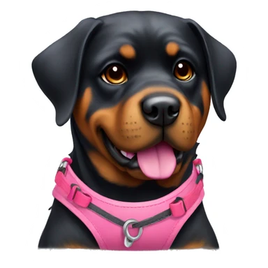 A pretty Rottweiler female with a red harness and a pink rubber ball. sticker