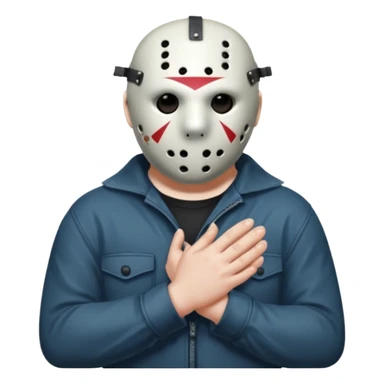 Jason Voorhees, looking cute, with his hands clasped in front of him, at a sideways angle, looks like he is in love sticker