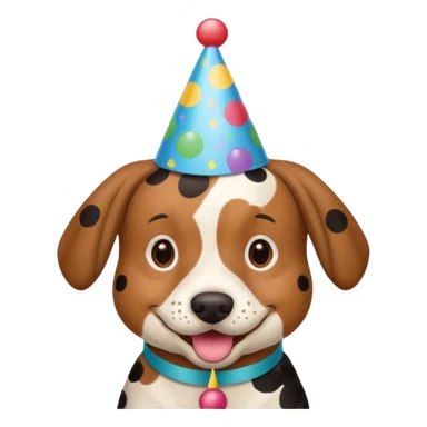 black and brown spotted dog at a birthday party sticker