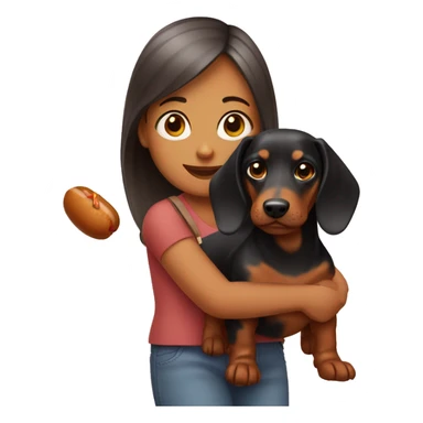 Girl with sausage dog sticker